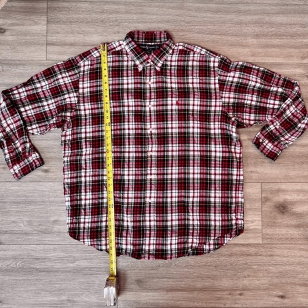 Ralph Lauren XL Blaire Fit Plaid Flannel Button Down Shirt Red Black White